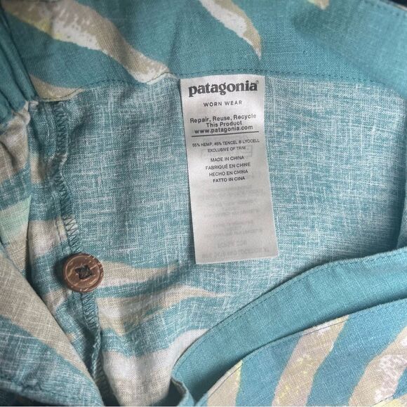 Patagonia Garden Island Teal Patterned Tie Hemp Shorts - Picture 8 of 8